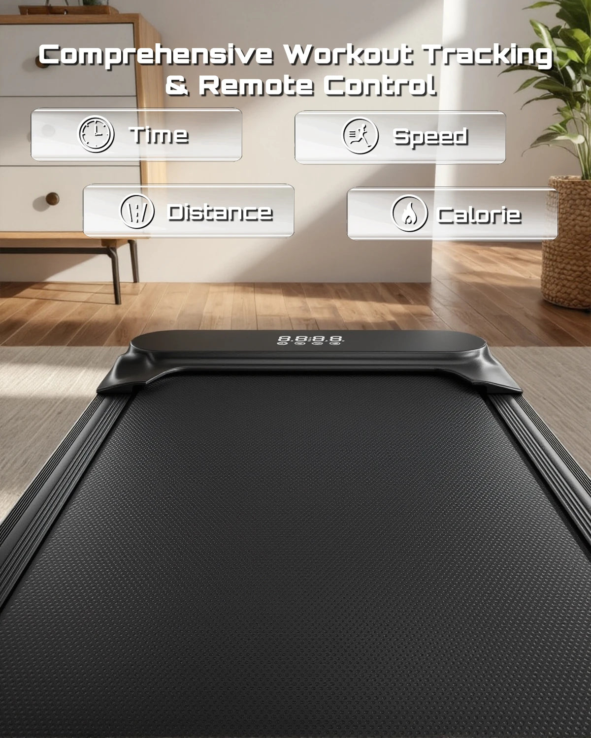 fitvect c1 treadmill with workout tracking features displayed on a screen 