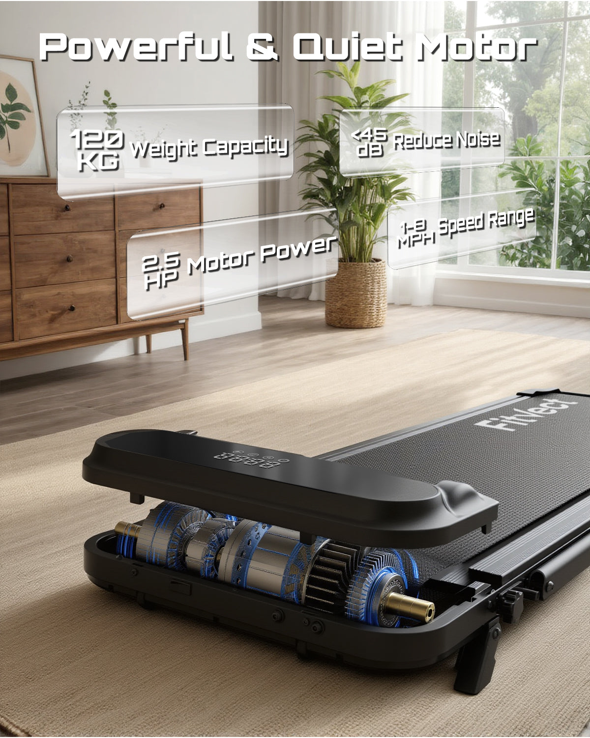 Laufband mit Motordetails im häuslichen Umfeld