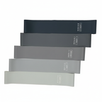 Set aus 5 schwarzen, grauen und weißen Widerstandsbändern auf weißem Hintergrund