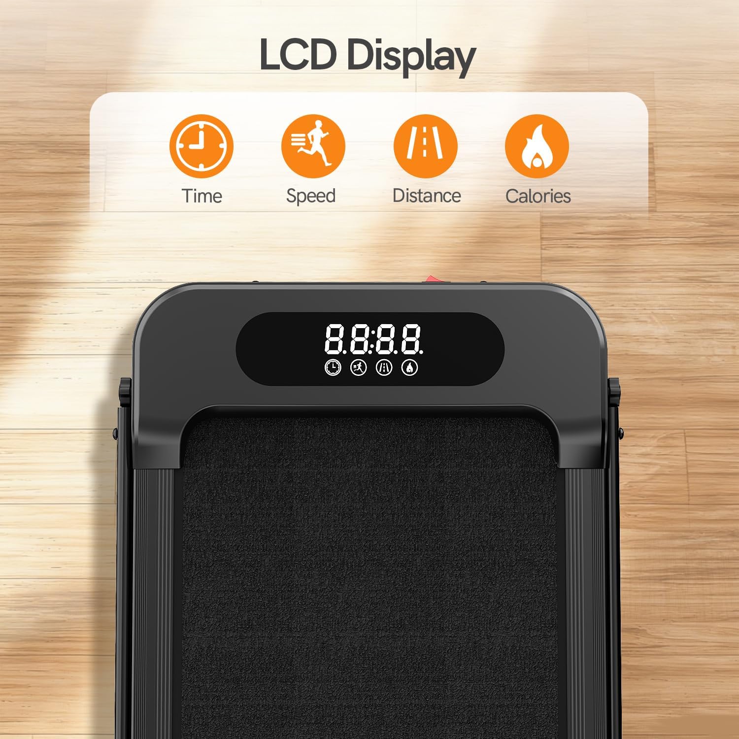 Ein Fitvect-Laufband mit LCD-Display auf dem Boden