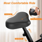 Fahrradsattel mit übergroßem und weich gepolstertem Design, gekennzeichnet mit „Most Comfortable Ride“.