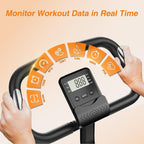 Elektronisches Handgerät mit Digitalanzeige und orangefarbenen Symbolen auf beigem Hintergrund